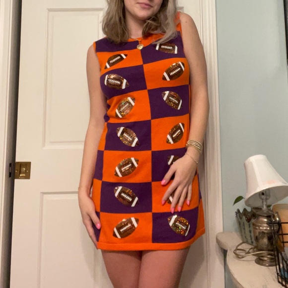 Gameday Football Mini Dress Back Cut Out Queen of Sparkles - Picture 1 of 8
